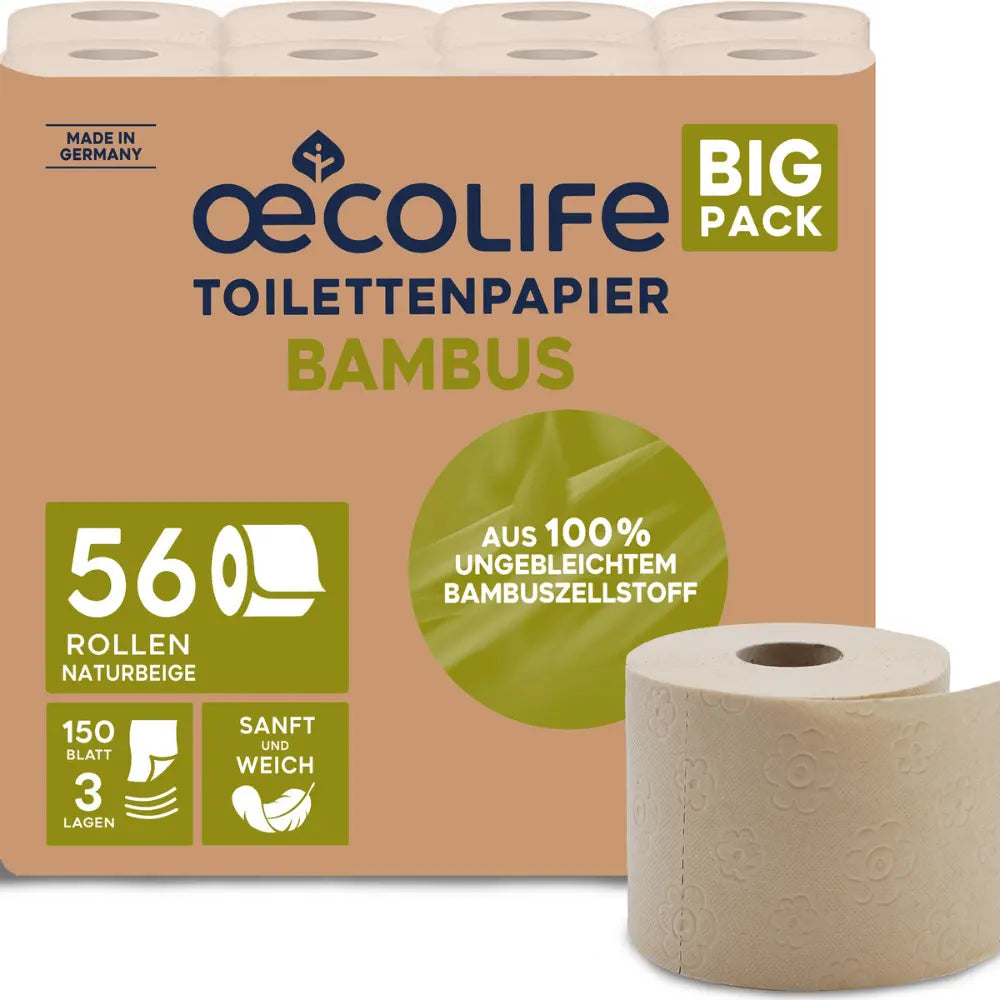 Big Pack Verpackung mit Toilettenpapier aus Bambus, 56 Rollen