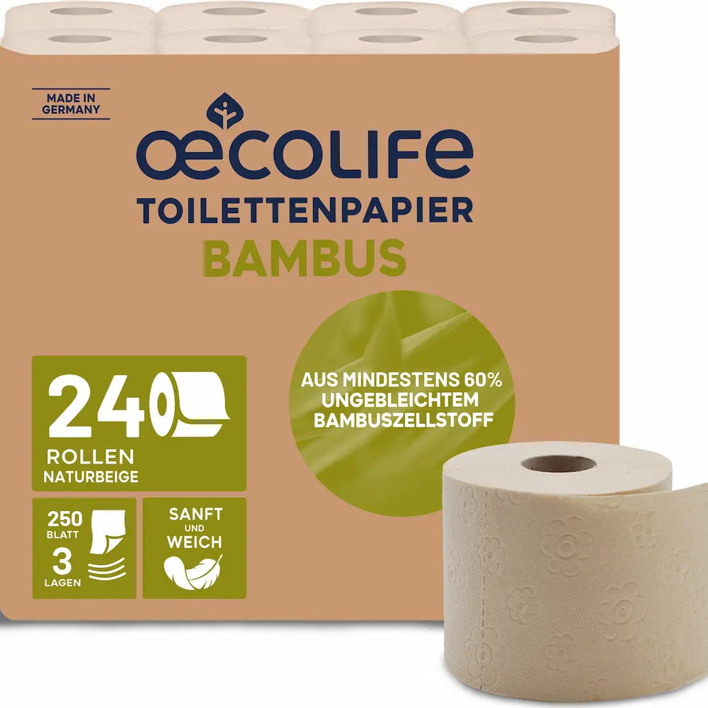 Oecolife Toilettenpapier aus Bambus, 24 Rollen