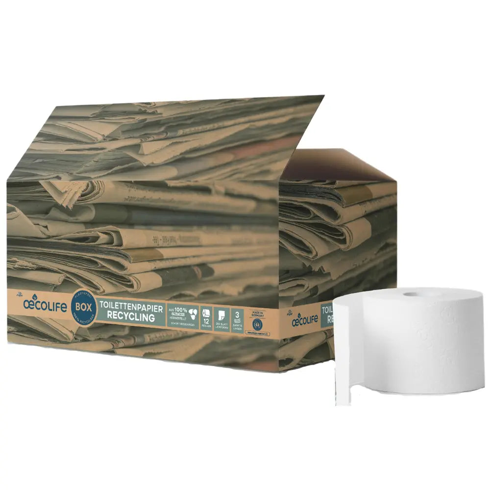 oecolife Karton mit recyceltem Toilettenpapier, 12 Rollen